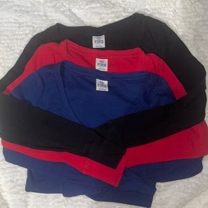 Bundle of 3 Pink Victoria Secret long sleeve undershirts.
